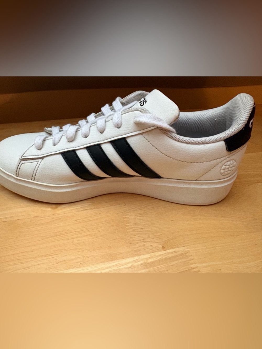 adidas Grand Court Cloudfoam White Sneakers Black Stripes | Sz 6.5 - Picture 7 of 14